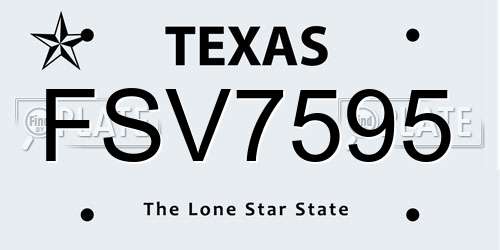 FSV7595 Texas License Plate