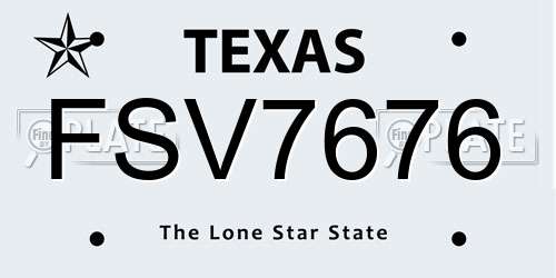 FSV7676 Texas License Plate