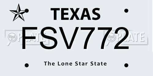 FSV772 Texas License Plate