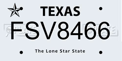 FSV8466 Texas License Plate
