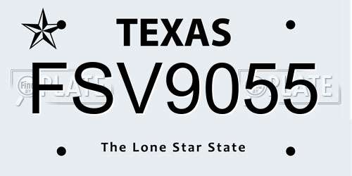 FSV9055 Texas License Plate