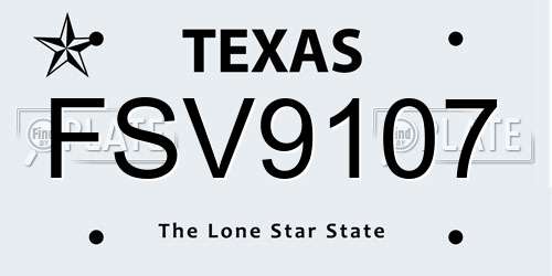 FSV9107 Texas License Plate