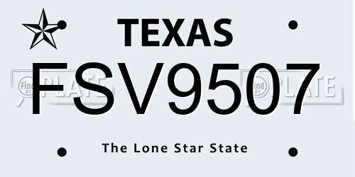 FSV9507 Texas License Plate