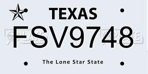 FSV9748 Texas License Plate