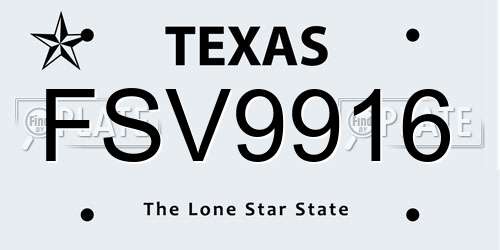 FSV9916 Texas License Plate