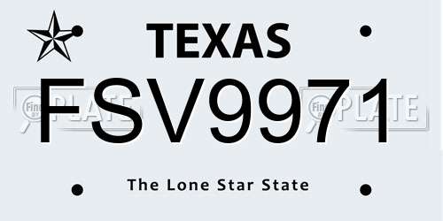 FSV9971 Texas License Plate
