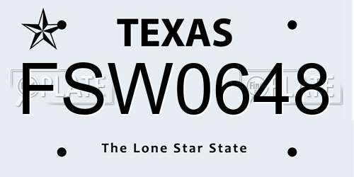 FSW0648 Texas License Plate