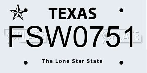 FSW0751 Texas License Plate