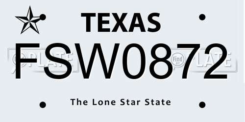 FSW0872 Texas License Plate