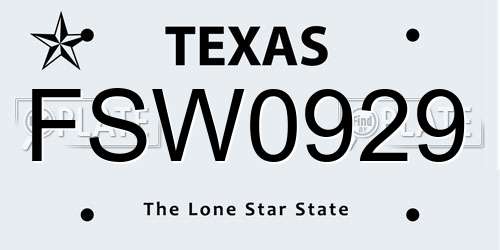 FSW0929 Texas License Plate