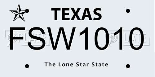 FSW1010 Texas License Plate