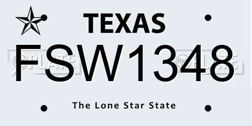 FSW1348 Texas License Plate