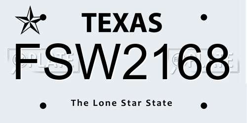 FSW2168 Texas License Plate