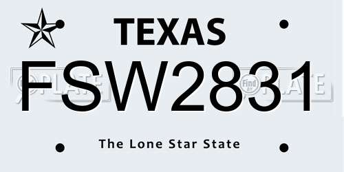 FSW2831 Texas License Plate