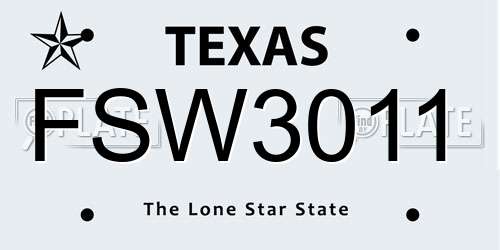 FSW3011 Texas License Plate