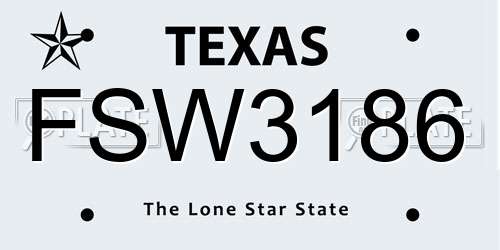 FSW3186 Texas License Plate
