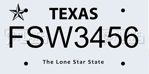 FSW3456 Texas License Plate