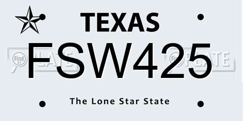 FSW425 Texas License Plate