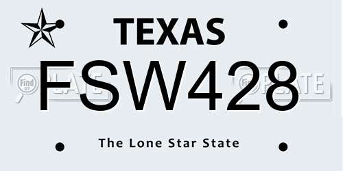 FSW428 Texas License Plate