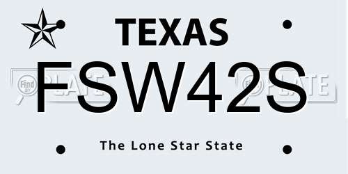 FSW42S Texas License Plate