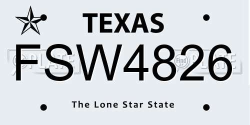 FSW4826 Texas License Plate