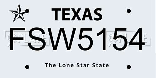 FSW5154 Texas License Plate