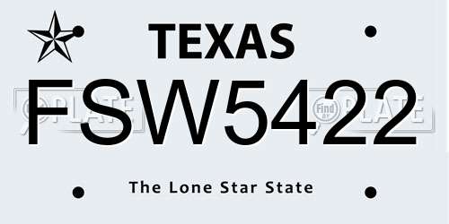 FSW5422 Texas License Plate