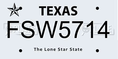 FSW5714 Texas License Plate