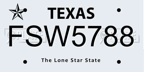 FSW5788 Texas License Plate