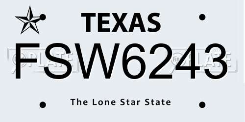 FSW6243 Texas License Plate