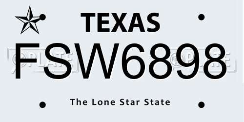 FSW6898 Texas License Plate