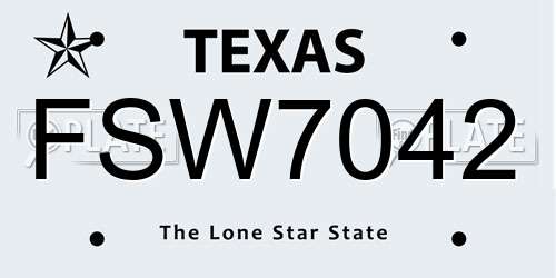 FSW7042 Texas License Plate