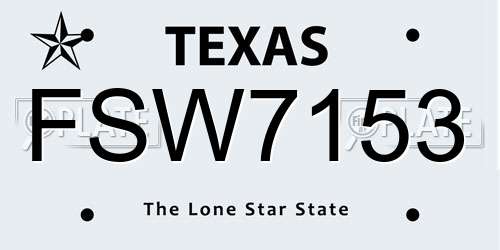 FSW7153 Texas License Plate