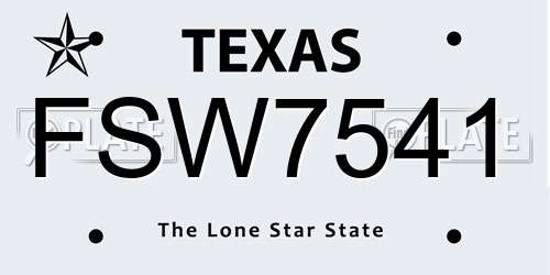 FSW7541 Texas License Plate