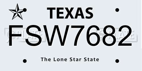 FSW7682 Texas License Plate