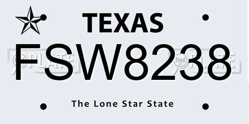 FSW8238 Texas License Plate