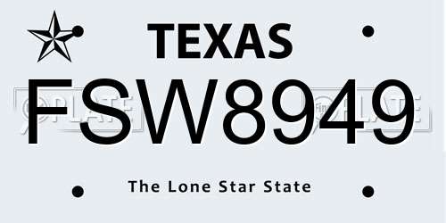 FSW8949 Texas License Plate
