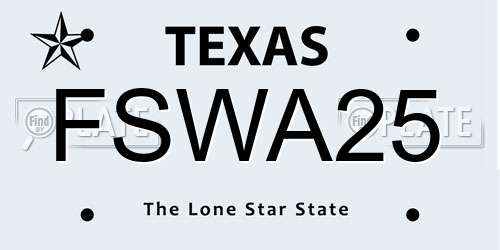 FSWA25 Texas License Plate