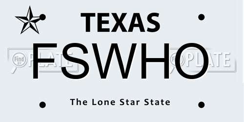 FSWHO Texas License Plate