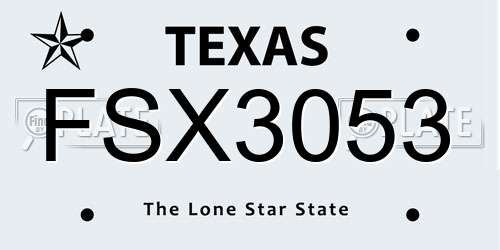 FSX3053 Texas License Plate
