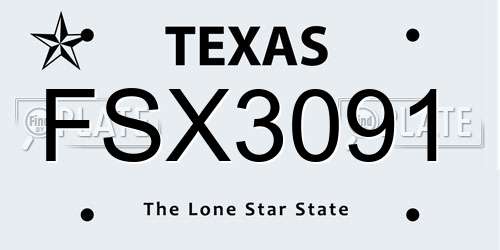 FSX3091 Texas License Plate