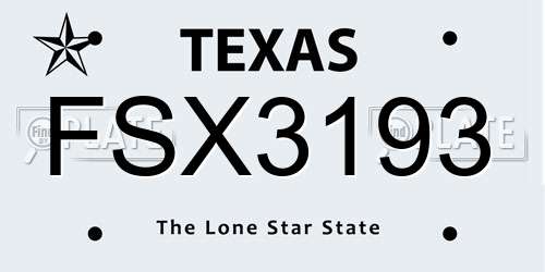 FSX3193 Texas License Plate