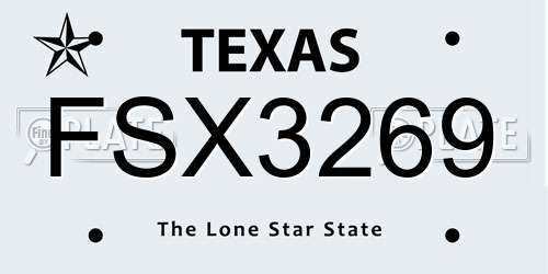 FSX3269 Texas License Plate