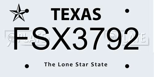 FSX3792 Texas License Plate