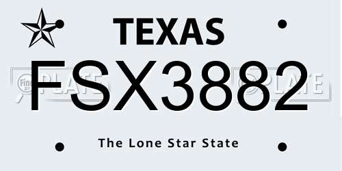 FSX3882 Texas License Plate