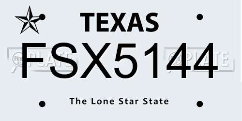 FSX5144 Texas License Plate