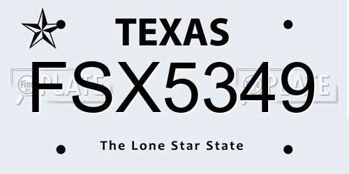 FSX5349 Texas License Plate
