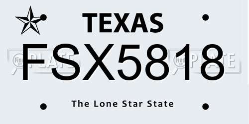 FSX5818 Texas License Plate