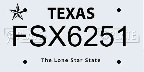 FSX6251 Texas License Plate