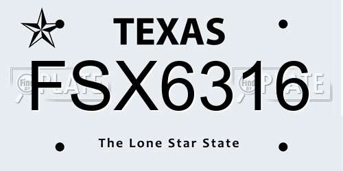FSX6316 Texas License Plate